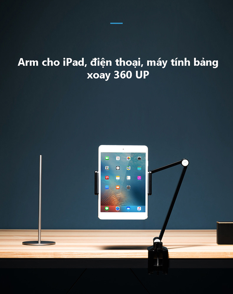 arm cho ipad dien thoai may tinh bang xoay 360 up zk 7lc black bengovn