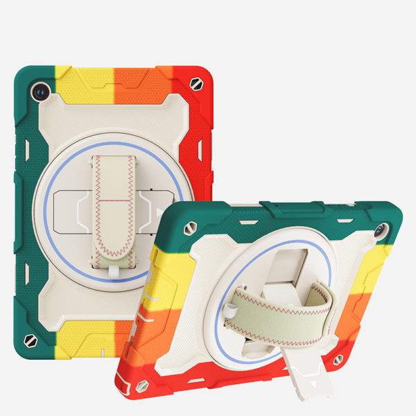 For iPad Air 11 2024 silicone shockproof case with shoulder strap 360 rotate kockstand