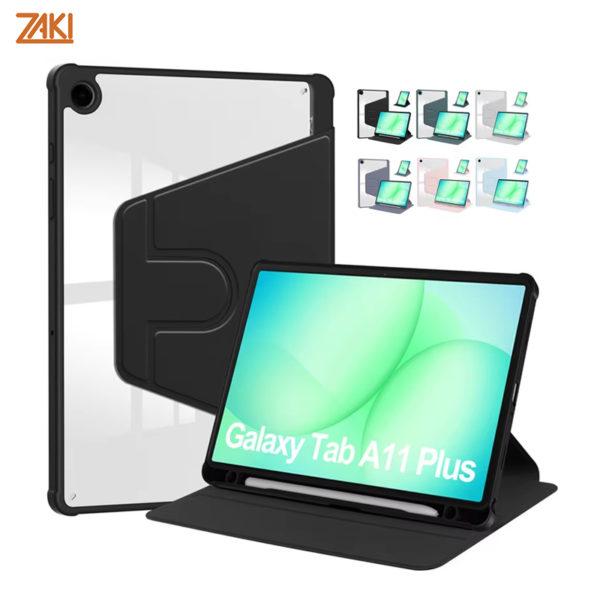 Bao da Samsung Galaxy Tab A11 Plus 2025 Zaki SlimFit Clear Rotate 360